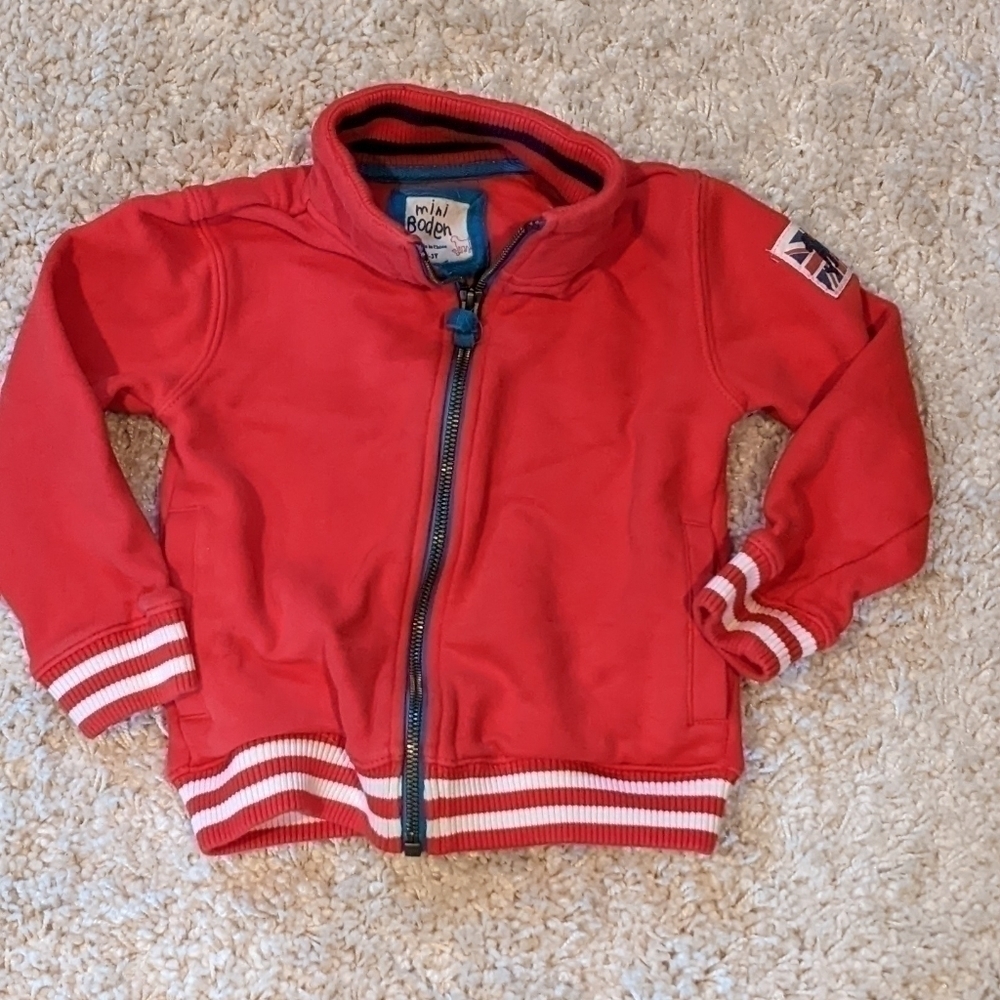 𝅺MINI Boden 2-3 years Zip Front Sweatshirt Dog Patch